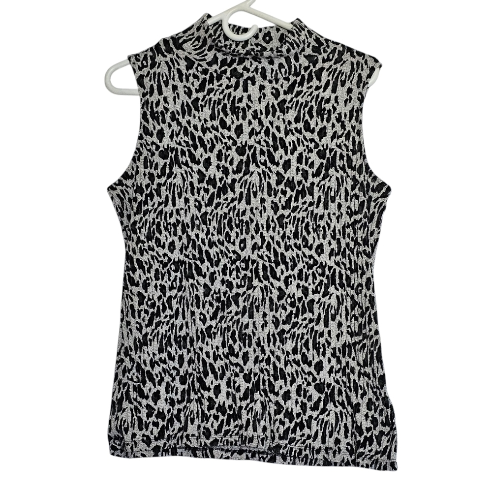 Bar III Sleeveless Mock Neck Animal Print Top Size XL